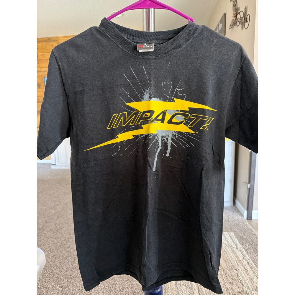 Hanes Beefy-T Impact Lightning Bolt Graphic T-Shirt Black Mens Small S 34-36